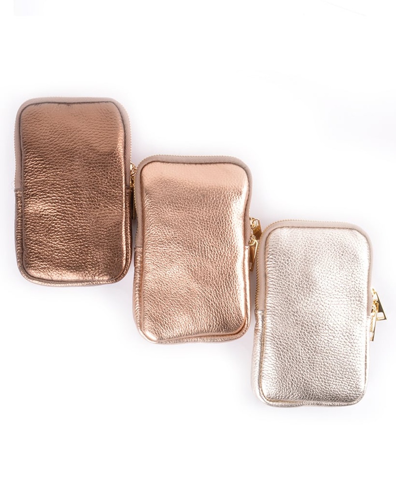 Lederen  schoudertasje | Lang Metallic | 9000412