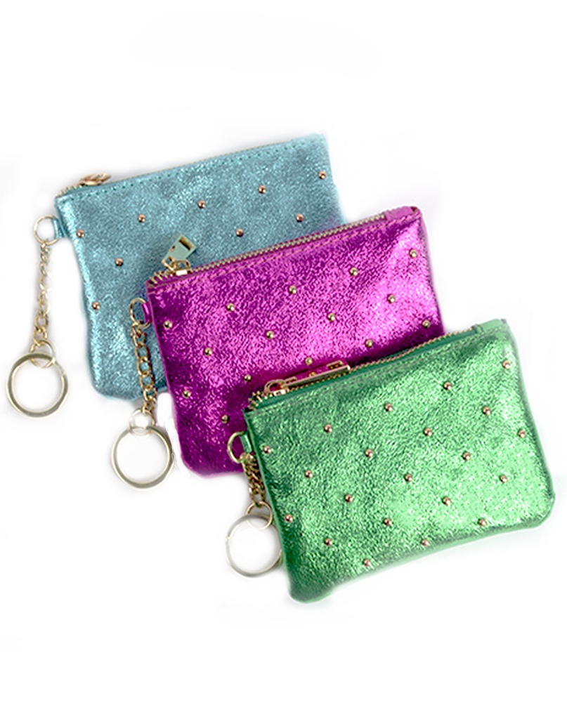 Lederen etui - portemonnee studs metallic | 552072