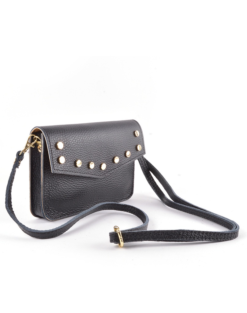 Leren schoudertasje | Beltbag | 9000582 (Zwart)