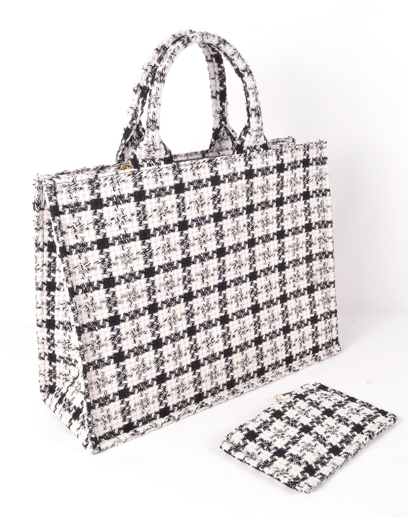Handtas Stof Geblokt | 900173