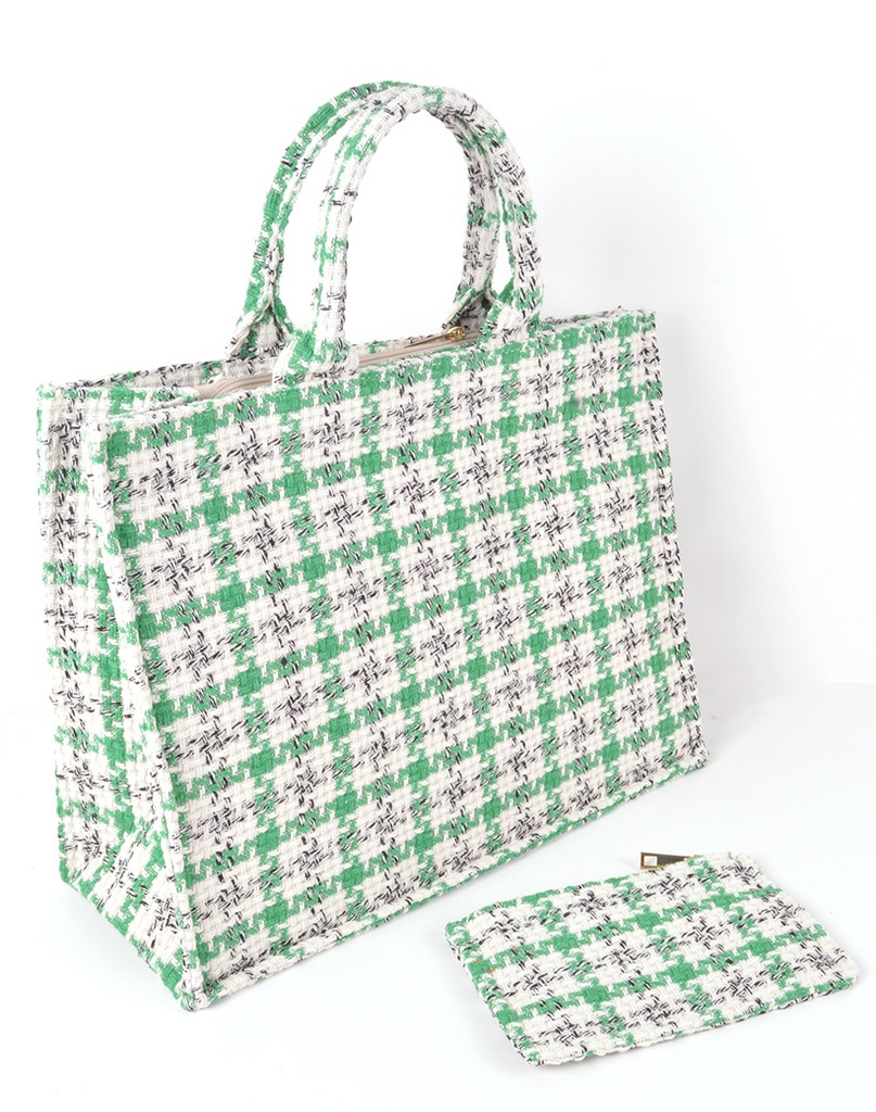 Handtas Stof Geblokt | 900173 (Roze)