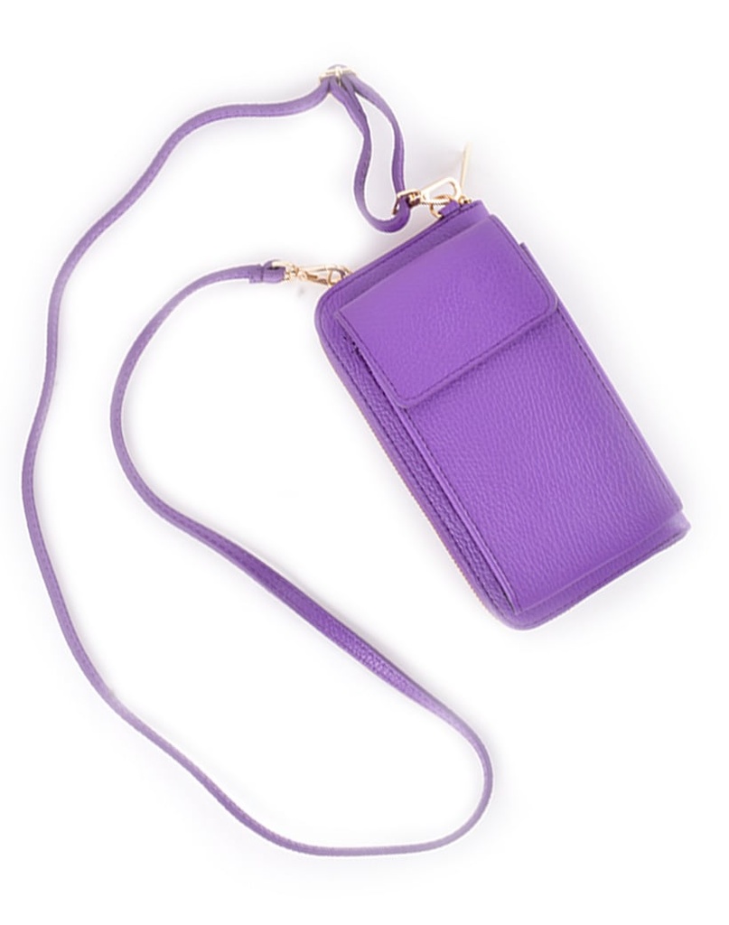 Lederen portemonnee / telefoontasje goud | 900070 (Paars)