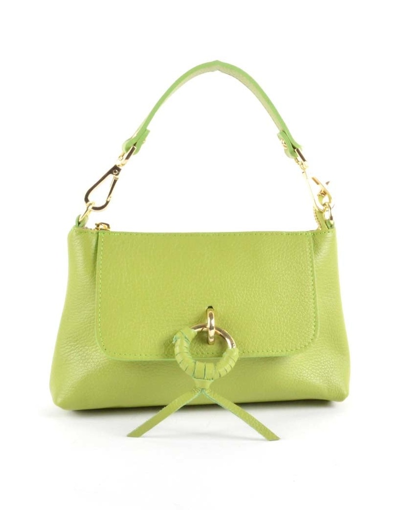 Lederen schoudertas met ring | 552838