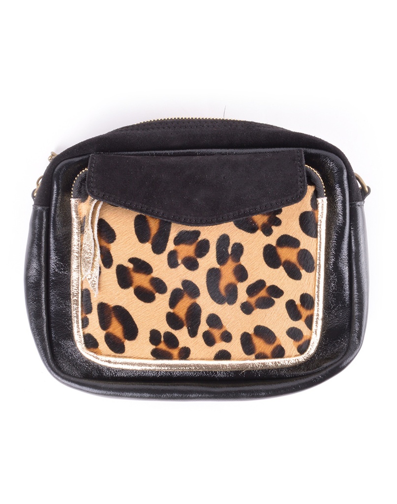 Lederen schoudertas Panter | 552850 (Zwart)