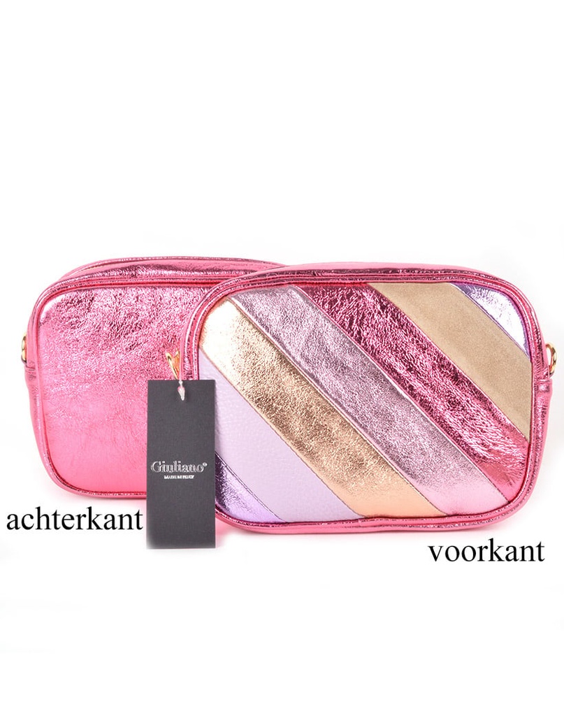 Lederen schoudertas metallic rainbow | 552878