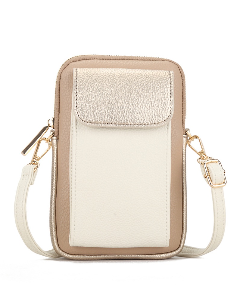 Kunstlederen telefoontas combi-kleur | 30280 (Beige-Taupe-Goud)