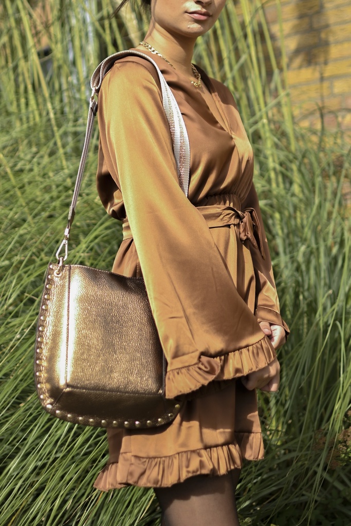 Lederen schoudertas  Metallic | 9001301