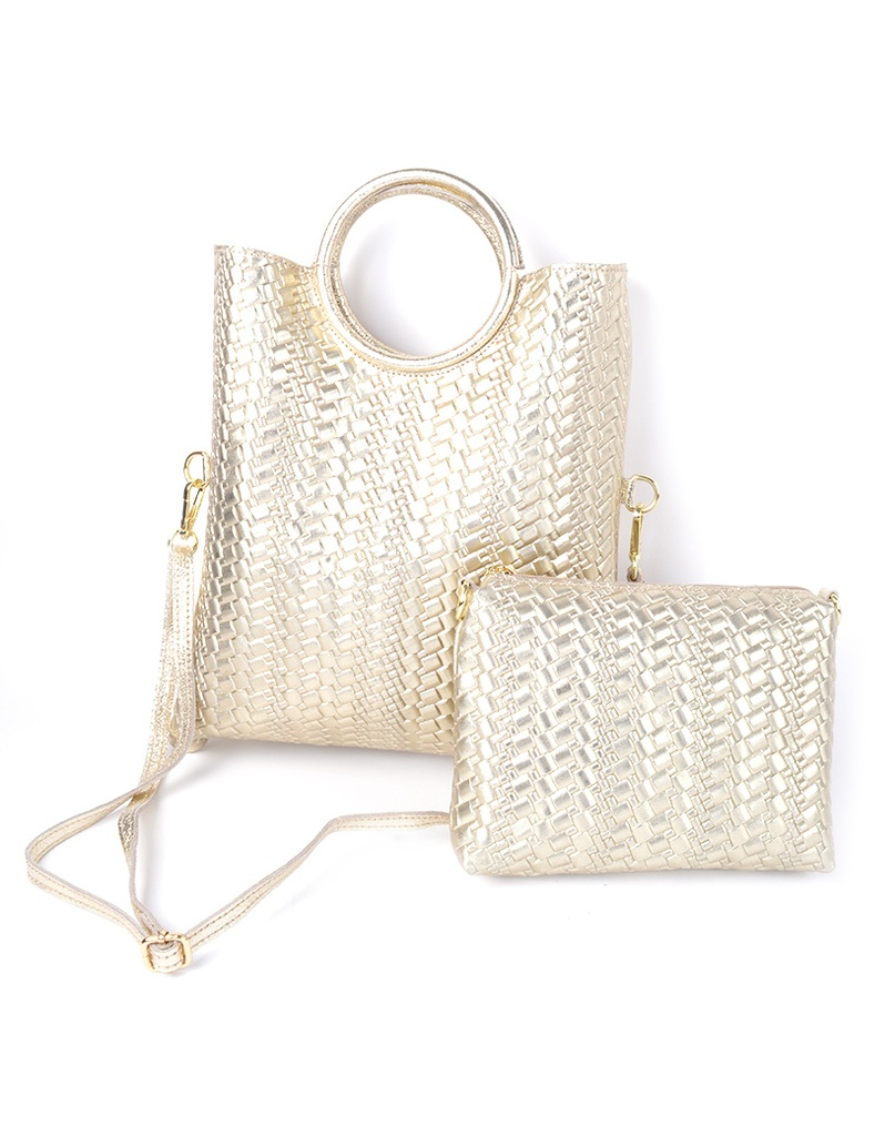 Lederen handtas metallic met binnentas | 552196 (Goud)