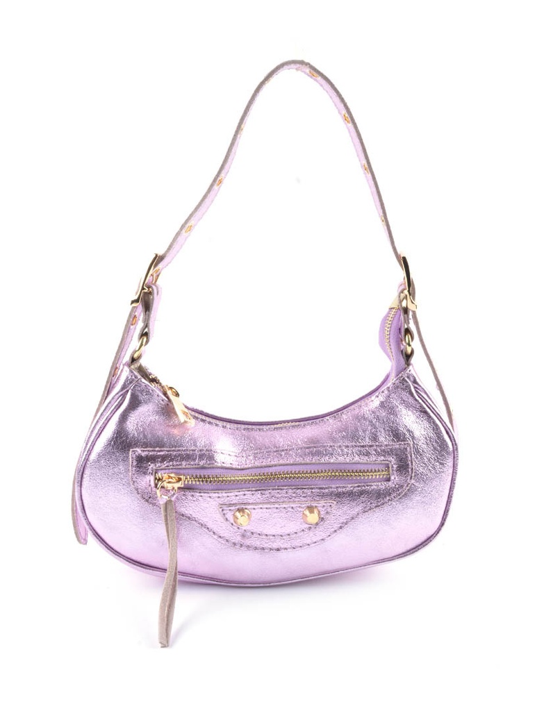 Leren metallic schoudertas | 552849