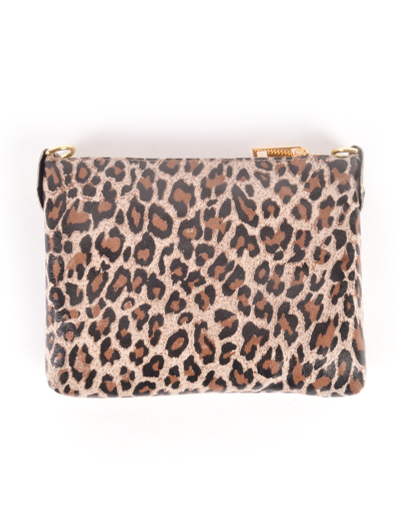 Lederen Panter Metallic Clutch | 5529731 (Leer panter beige)