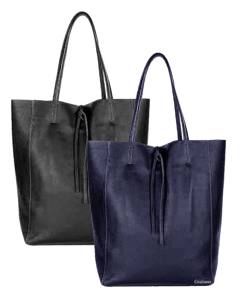 Lederen shopper | Lente |  552243 (Zwart)