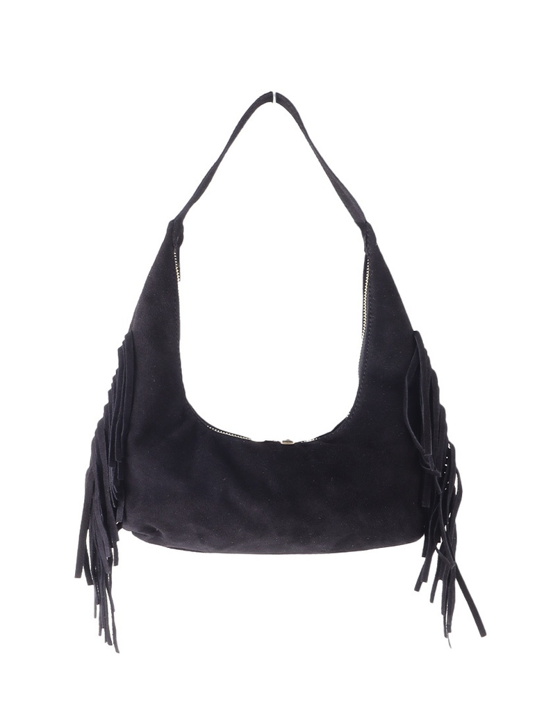 Suede schoudertas | 552409 (Zwart)