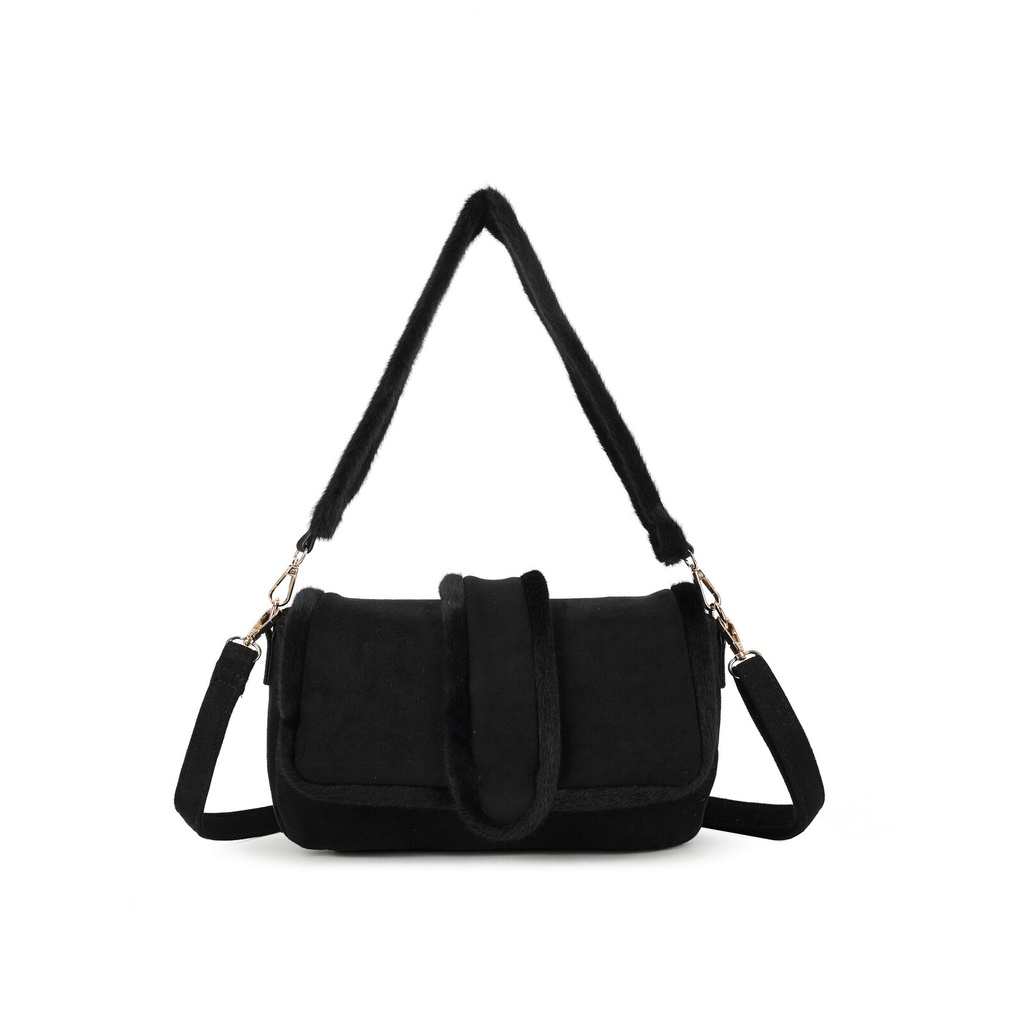 Kunst suede schoudertas | 70133 (Zwart)