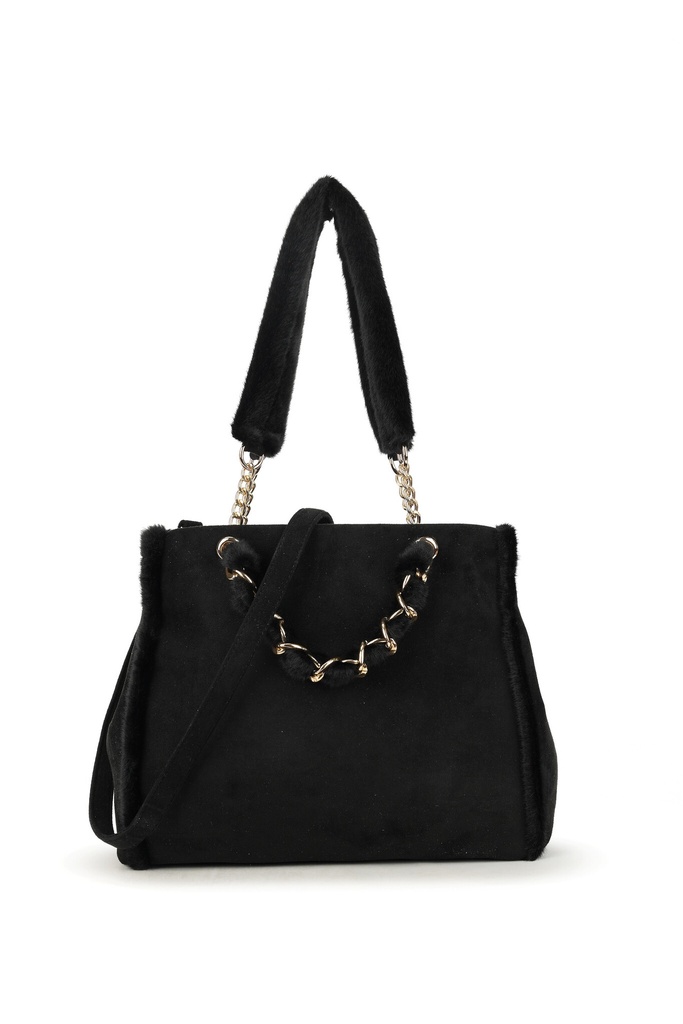 Kunst suede schoudertas | 70135 (Zwart)