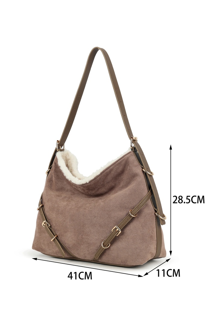 Kunst suede schoudertas | 70130 (Zwart)