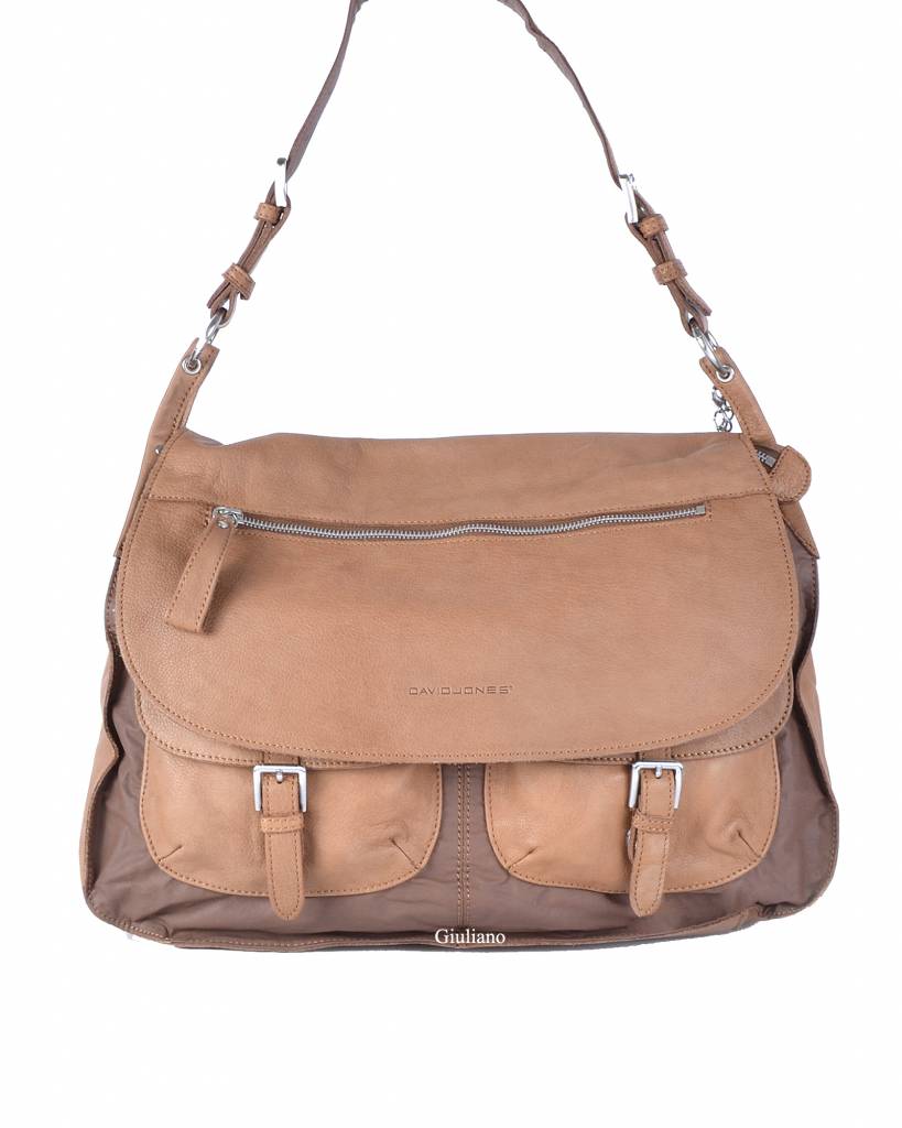 | Lederen met nylon schoudertas 552488 (Camel)