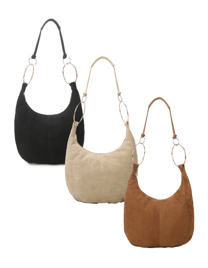 Kunstlederen suede schoudetas| 40093 (Zwart)