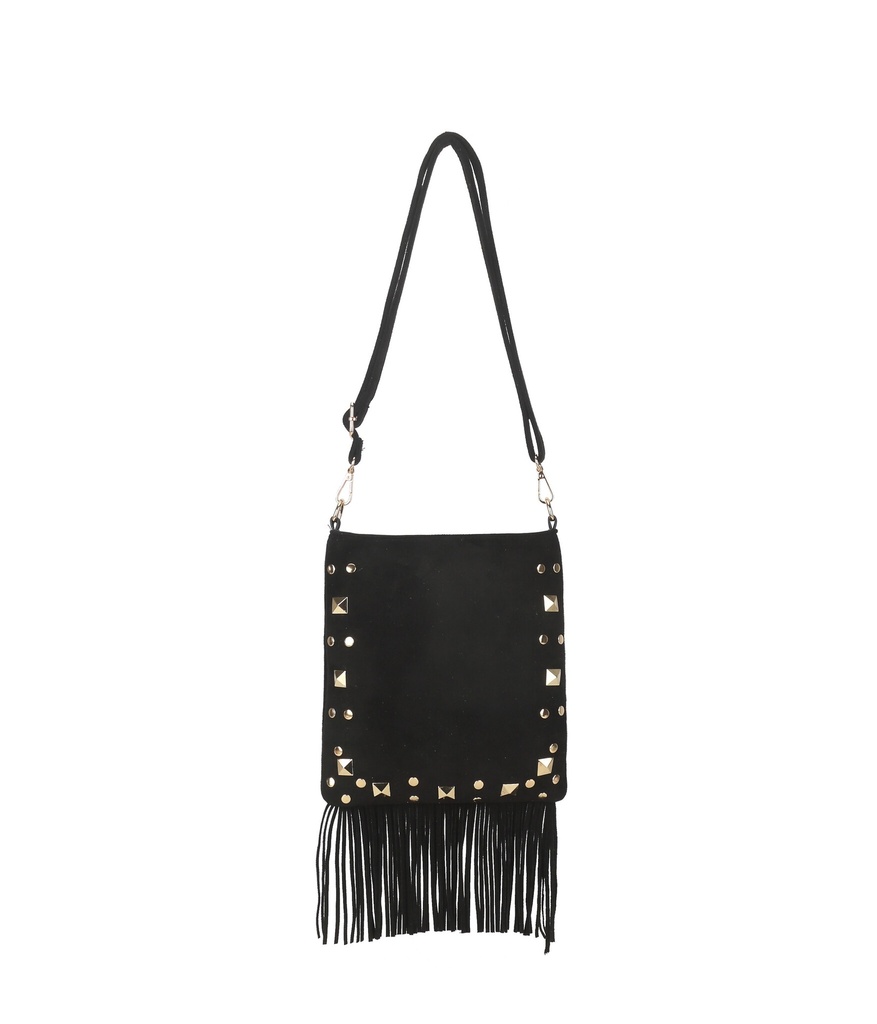 Kunstlederen suede schoudertas | 80166 (Zwart)