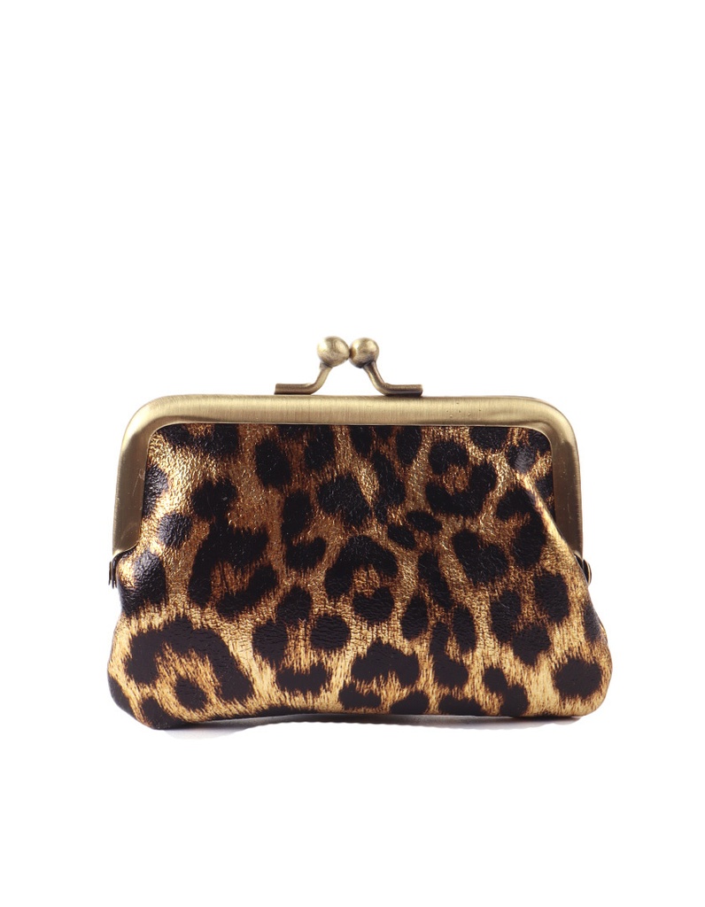 Lederen knip portemonnee metallic | Panter|  559040 (Goud)