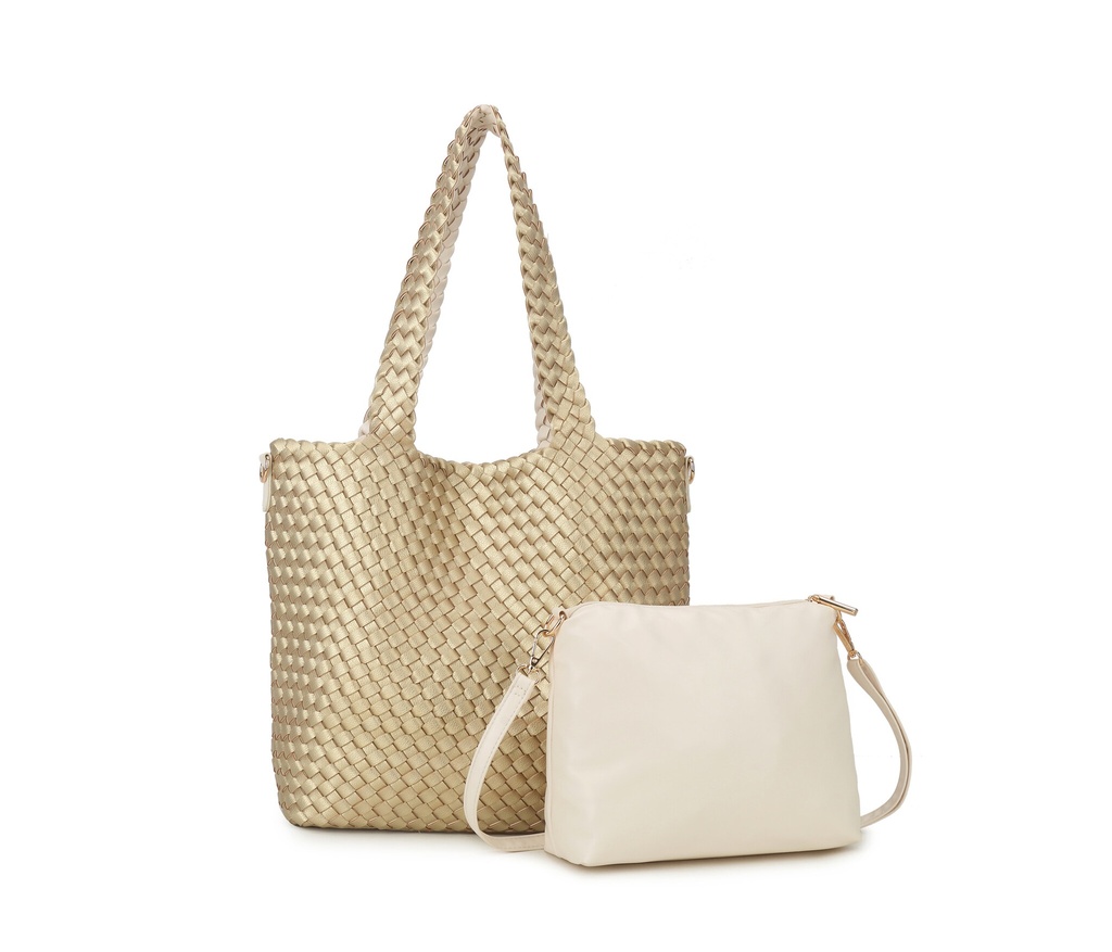 Kunstlederen shopper | Gevlochten|80161