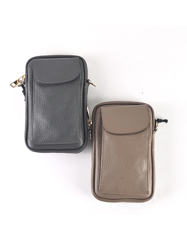 Lederen telefoontasje | FW25 |  552792 (Donkergrijs)