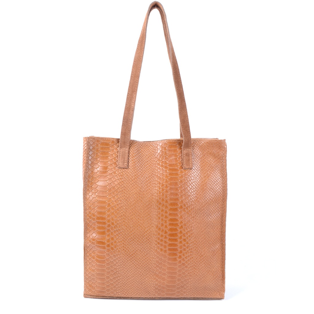 Suède met lederen shopper | Kroko | 552431