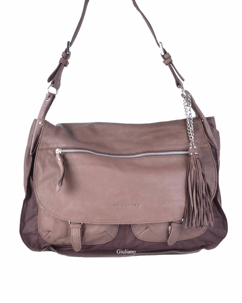 Lederen met nylon schoudertas | 552488