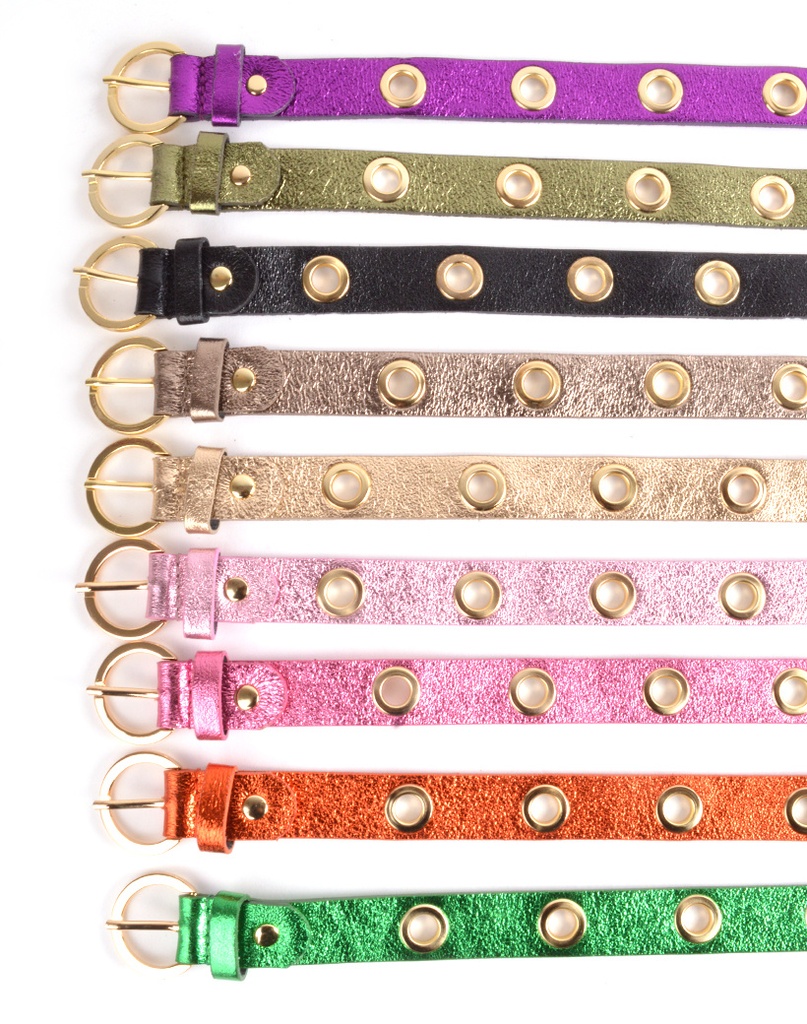 Riem  - Metalen gaatjes leer metallic | 800005