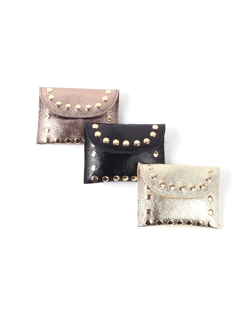 Lederen portemonnee | Metallic met studs | 559062