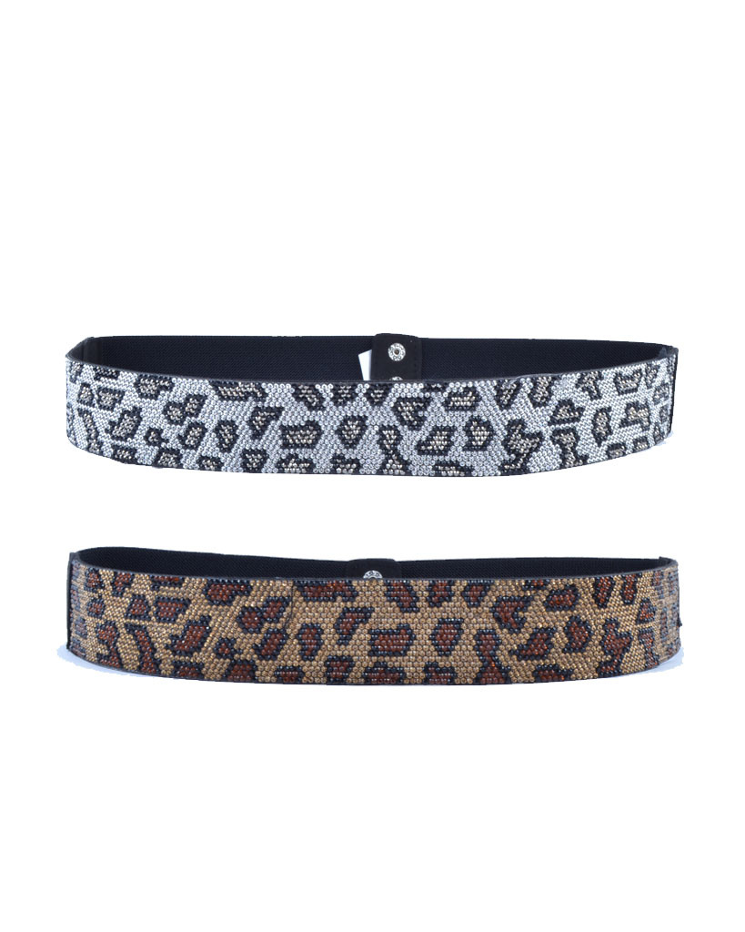 Elastische Riem met steentjes - Panter | 800041