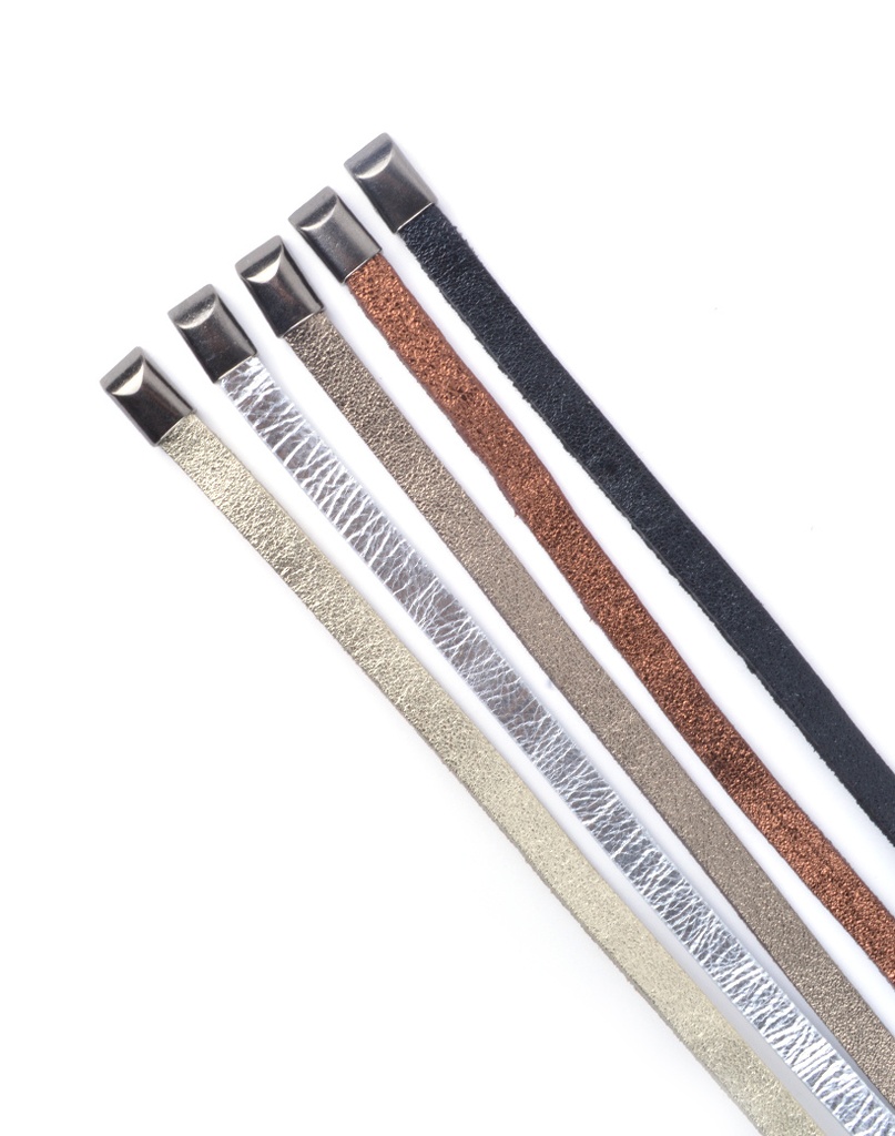 Lederen knoopriem | Smal | Metallic | 800035