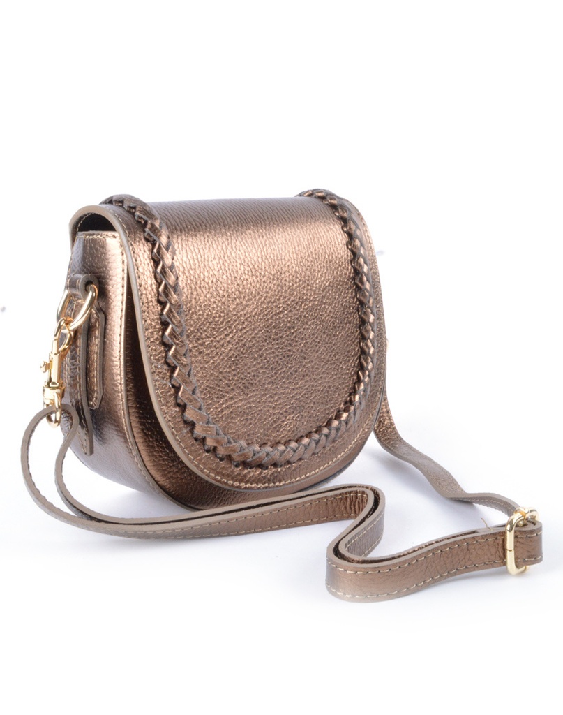 Lederen schoudertas Metallic