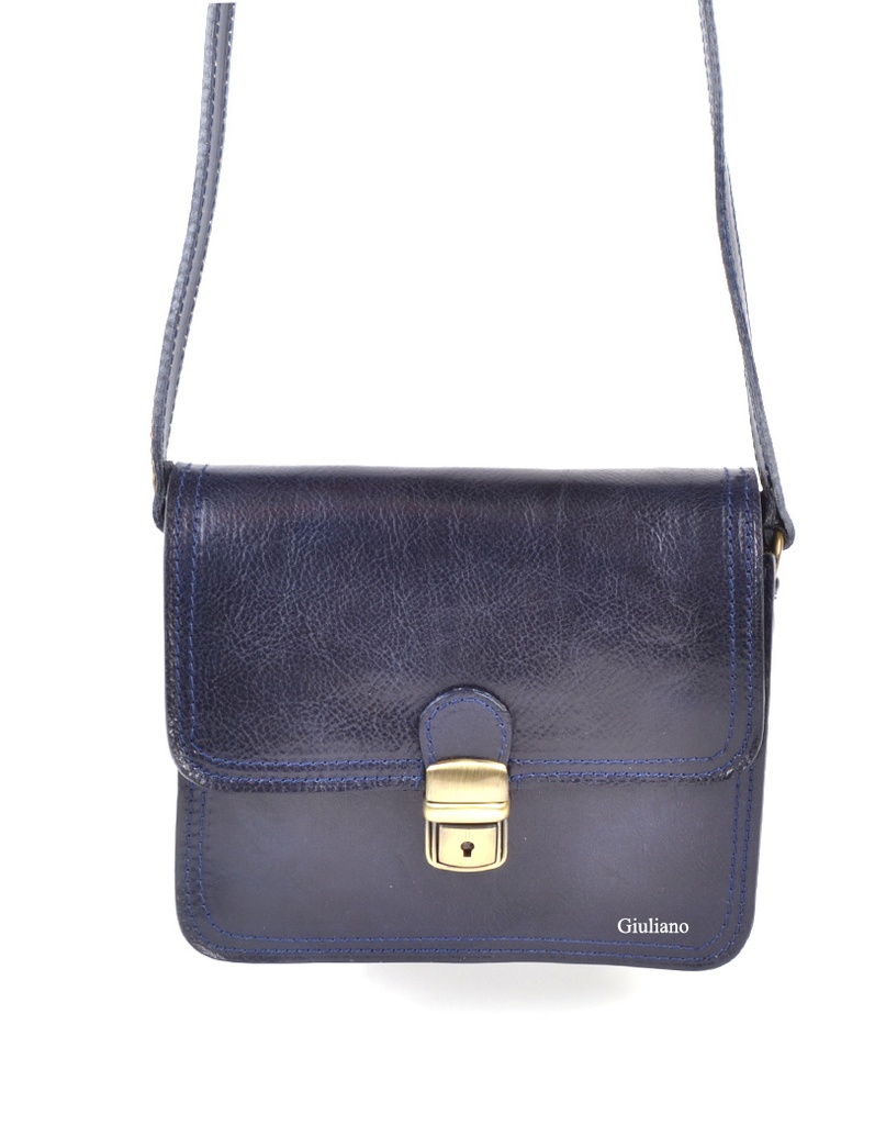 Lederen schoudertas | Klassiek | 900083 (Donkerblauw)