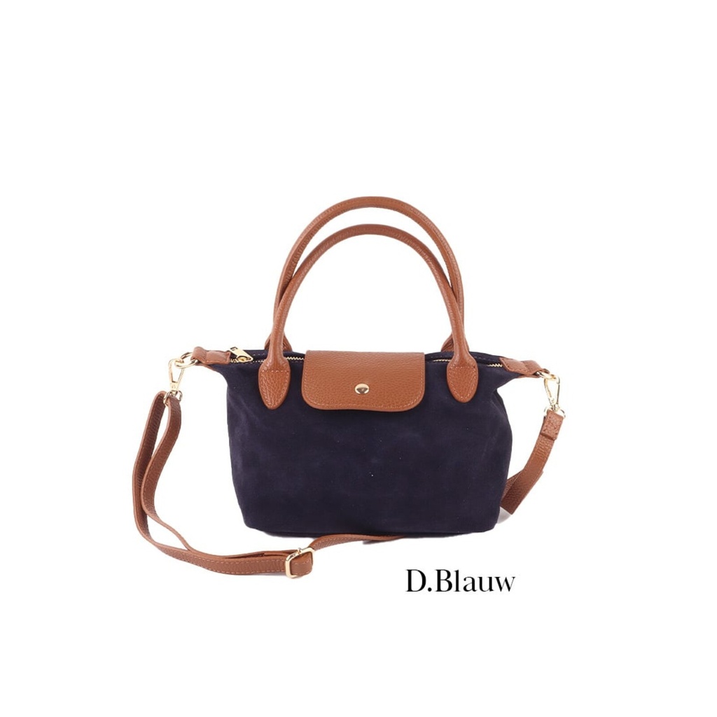 Suede handtas | 552407 (Donkerblauw)