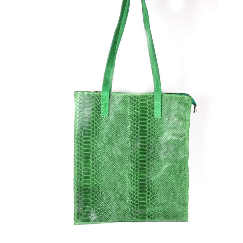 Suède met lederen shopper | Kroko | 552431