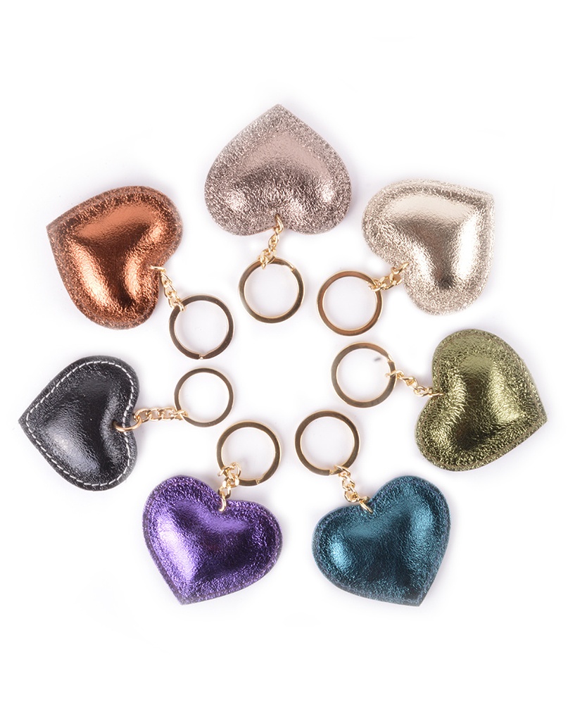Lederen sleutelhanger | Metallic | Hart
